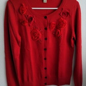 Banana Republic dark red embellished wool blend cardigan sz S